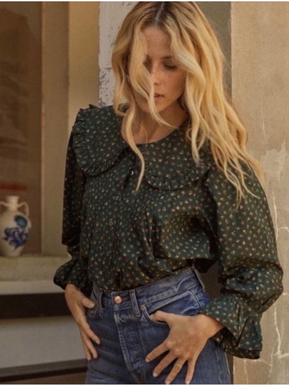 Doen Hudson green floral top